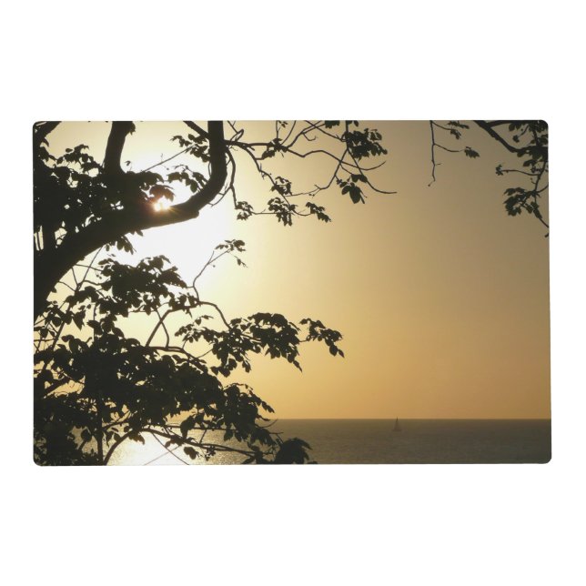 Sunset Through Trees II Tropical Photography Placemat (Front)