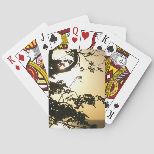 Sunset Through Trees II Tropical Photography Poker Cards (Back)