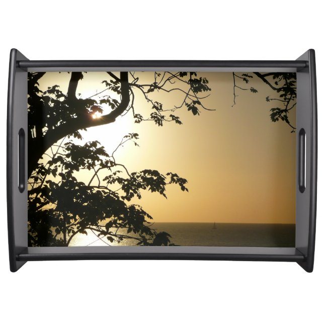 Sunset Through Trees II Tropical Photography Serving Tray (Front)