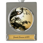Sunset Through Trees II Tropical Photography Silver Plated Banner Ornament