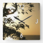 Sunset Through Trees II Tropical Photography Square Wall Clock