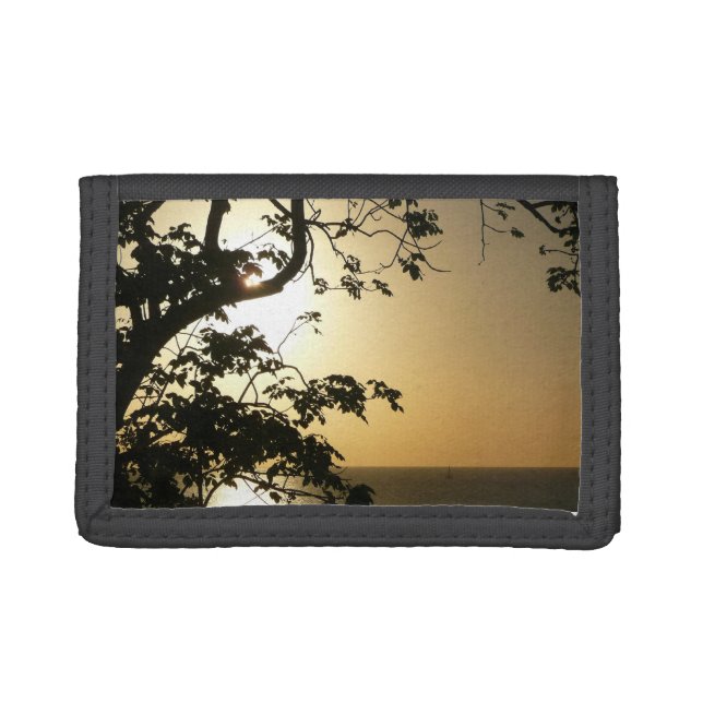 Sunset Through Trees II Tropical Photography Tri-fold Wallet (Front)