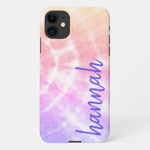 Pink Tie-Dye Monogram Protective iPhone Case - Small Print