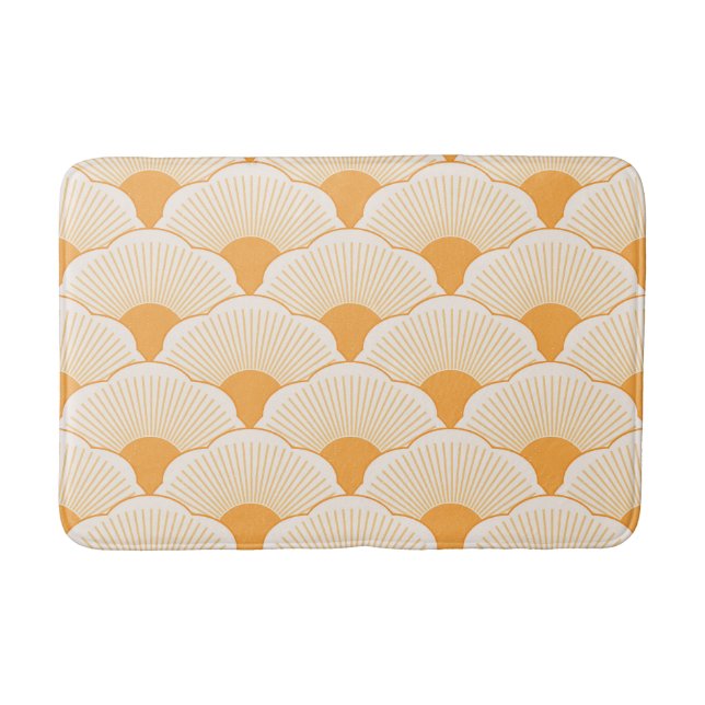 Sunset, tonal orange, concrete texture bath mat (Front)