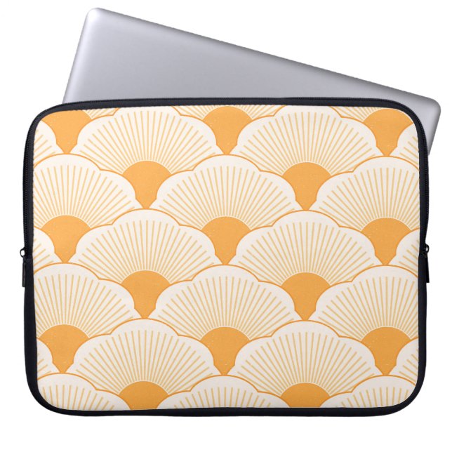 Sunset, tonal orange, concrete texture laptop sleeve (Front)