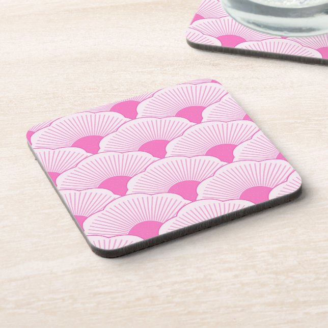 Sunset, tonal pink, concrete texture beverage coaster (Left Side)
