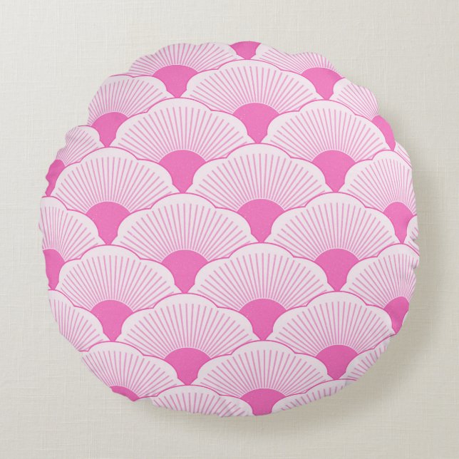 Sunset, tonal pink, concrete texture round pillow (Front)