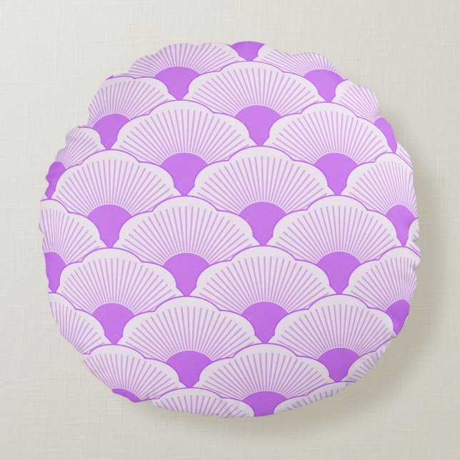 Sunset, tonal violet, concrete texture round pillow (Front)