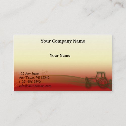 Sunset Tractor Illustration Business Card Template