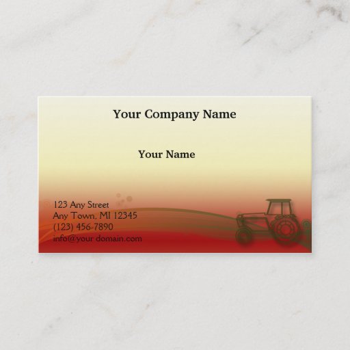 Customizable Sunset Tractor Illustration Business Card Template