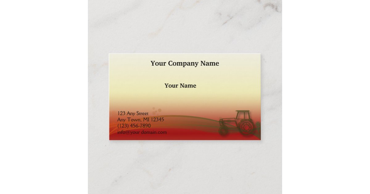 Sunset Tractor Illustration Business Card | Zazzle
