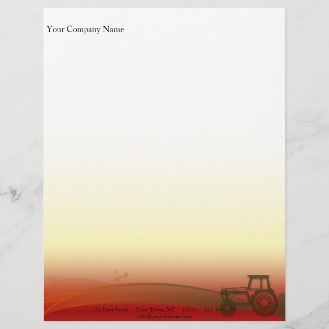 Sunset Tractor Illustration Letterhead (Front)