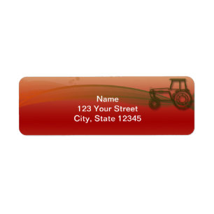 Sunset Tractor Illustration Return Address Label