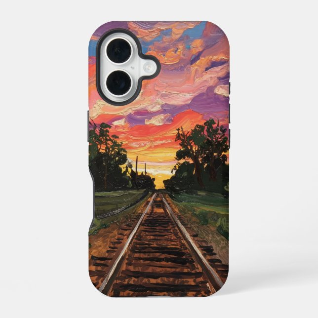 sunset train track iphone case (Back)
