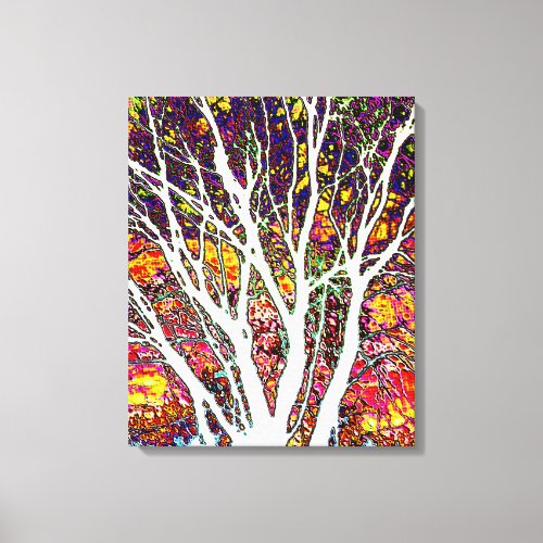 Sunset Tree at Winter Abstract Canvas Print