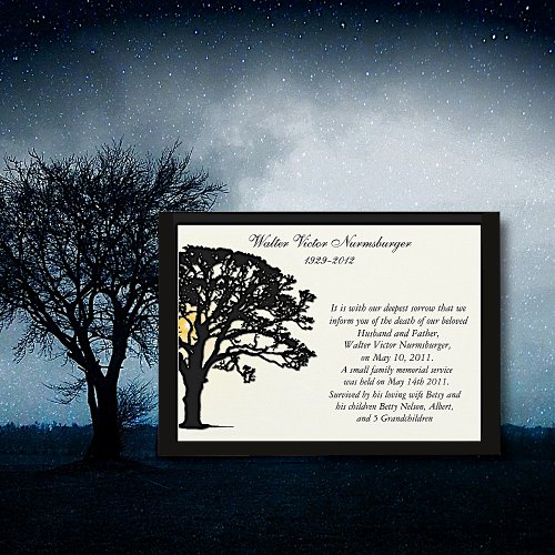 Sunset Tree Death Announcement Card