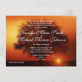 Sunset Tree Silhouette Fall Wedding Invitations