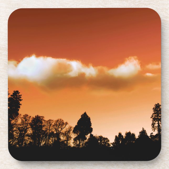 Sunset trees beverage coaster (Front)