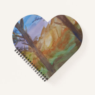 Sunset Trees Heart Notebook