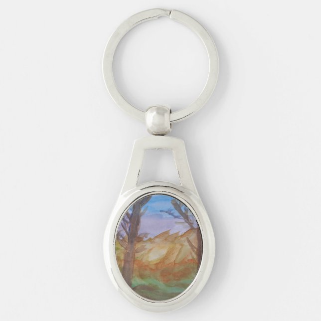 Sunset Trees Metal Keychain (Front)