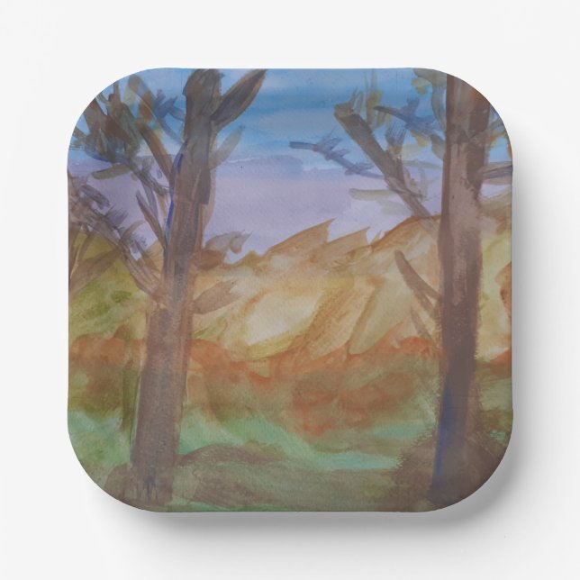 Sunset Trees  Paper Plates (Front)