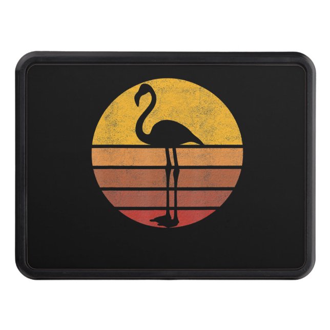 Sunset Trendy Animal Silhouette Flamingo Hitch Cover (Front)