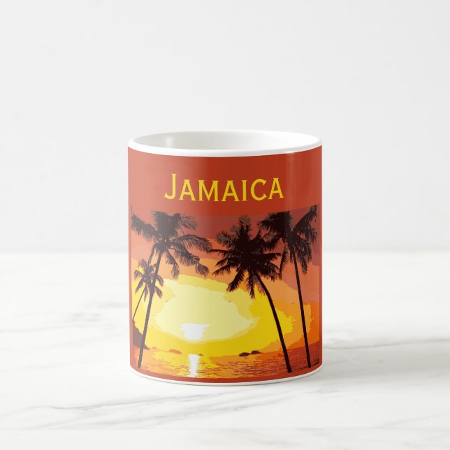 Sunset Tropical Beach Jamaica Palm Trees Any City Coffee Mug (Center)