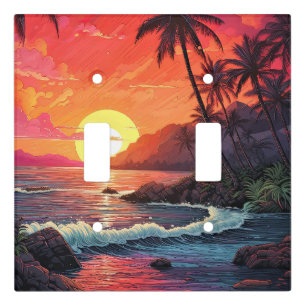 Sunset Tropical Beach Paradise Island Light Switch Cover
