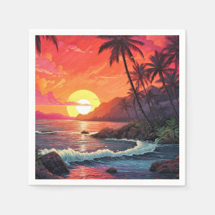 Sunset Tropical Beach Paradise Island Napkins