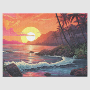 Sunset Tropical Beach Paradise Island Tissue Paper