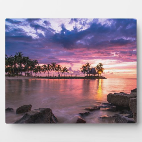 Sunset Tropical Beach Photo Plaque