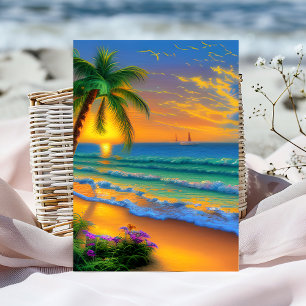 Sunset Tropical Birthday Card