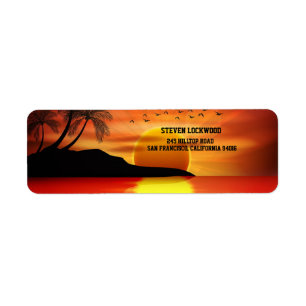 Sunset Tropical Island Palms Return Address Label
