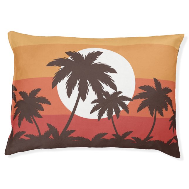 Sunset Tropical Palm Beach Vintage Pet Bed (Front)