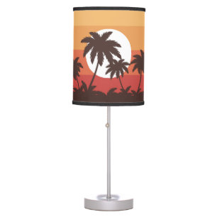 Sunset Tropical Palm Beach Vintage Table Lamp