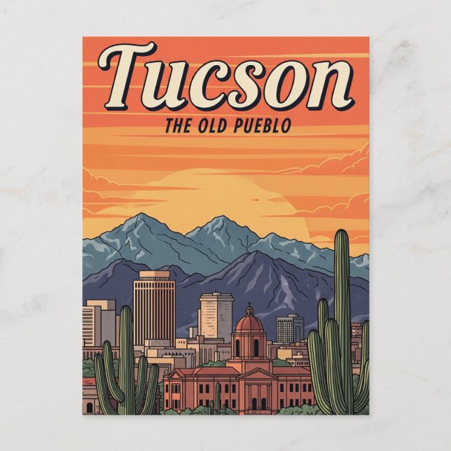 Sunset Tuscon Skyline Arizona Travel Postcard (Front)