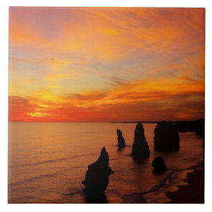 Sunset, Twelve Apostles, Port Campbell National Ceramic Tile