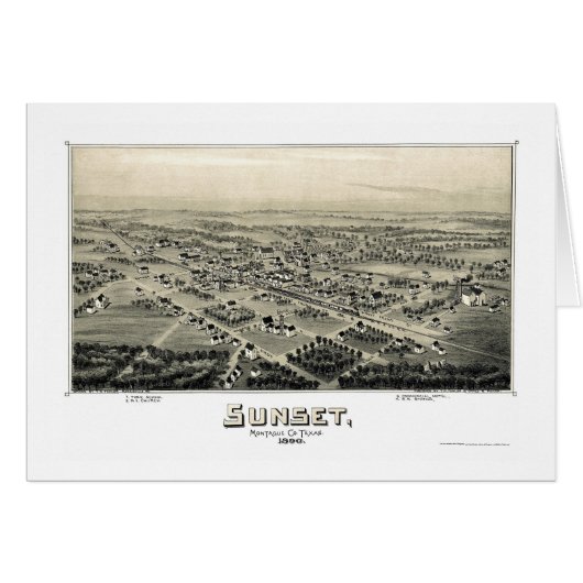 Sunset, TX Panoramic Map - 1890 Cards (Front Horizontal)