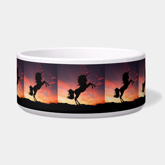 Sunset Unicorn Silhouette Pet Basin Bowl (Front)