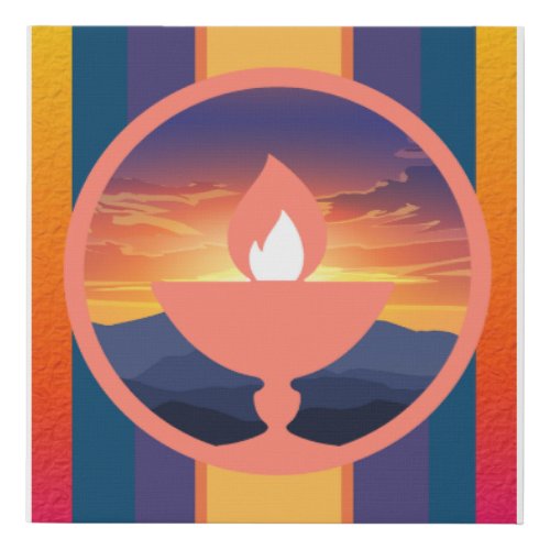 Sunset Unitarian Universalism chalice  Faux Canvas Print