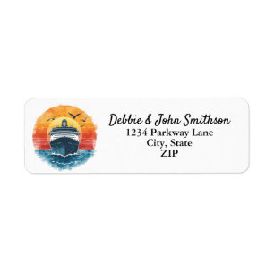 Sunset Vacation Cruise Ship Travel Agent Address Label