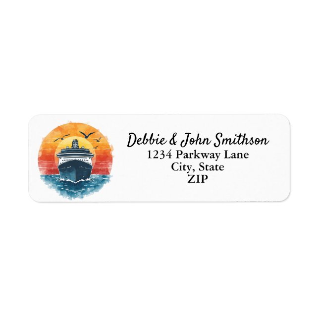 Sunset Vacation Cruise Ship Travel Agent Address Label (Front)