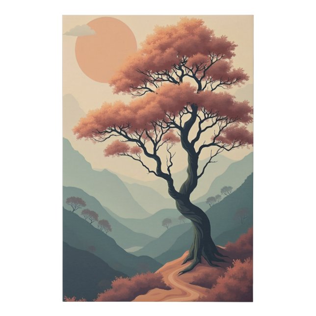 Sunset Valley Tree Faux Canvas Print (Front)