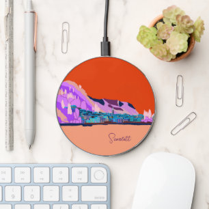 Sunset Varenna Lake Como Italy Illustration Wireless Charger