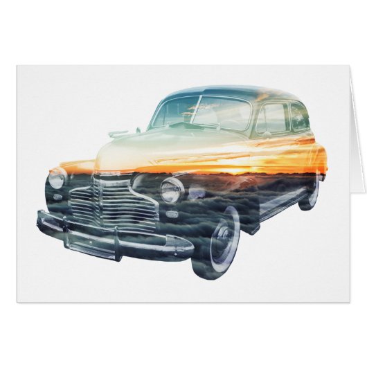 sunset vehicle double exposure cards (Front Horizontal)