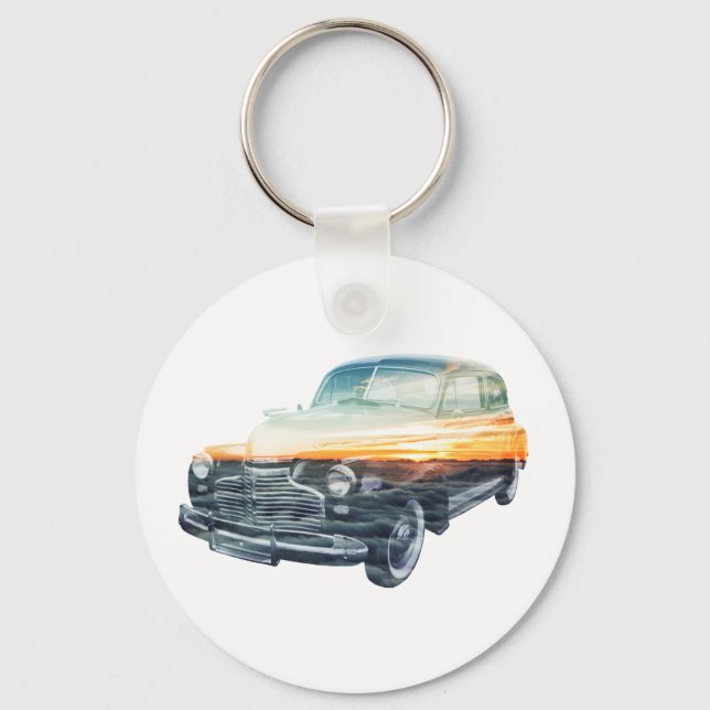 sunset vehicle double exposure keychain (Front)