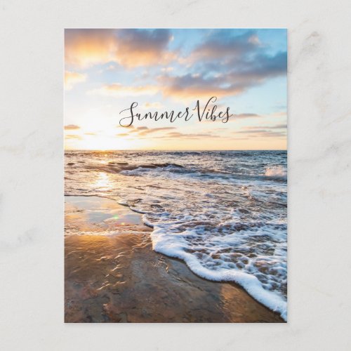 Sunset Vibes Zen Beach Sunset Ocean Waves Postcard