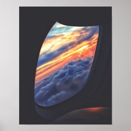 Sunset View from an Airplane Window Poster