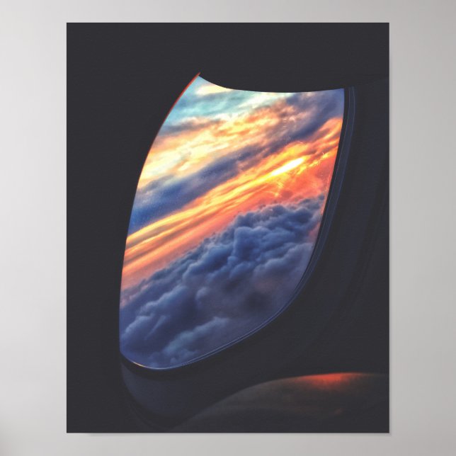 Sunset View from an Airplane Window Poster (Front)