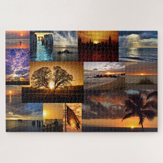 Sunset View from Around the World - 20x30 inch Jigsaw Puzzle (Horizontal)